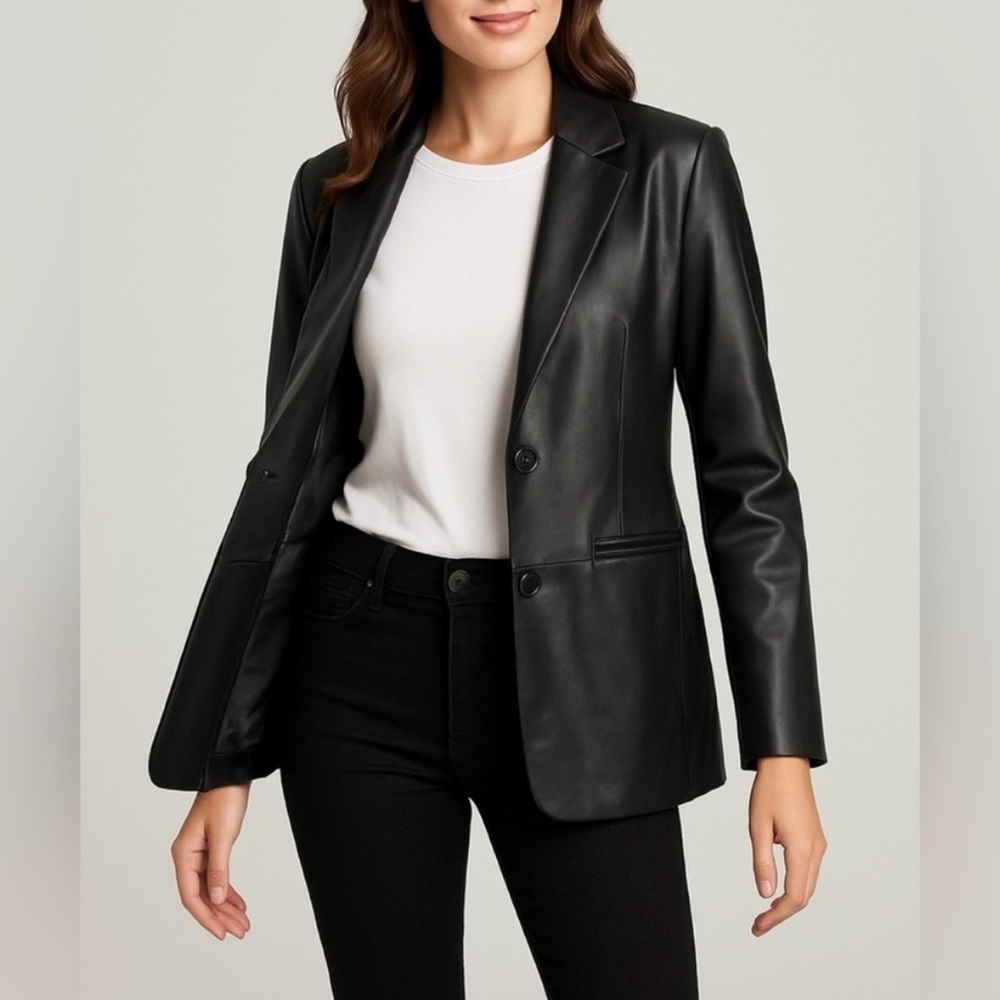 Rebecca Minkoff Black Lambskin Leather Blazer/Size Small